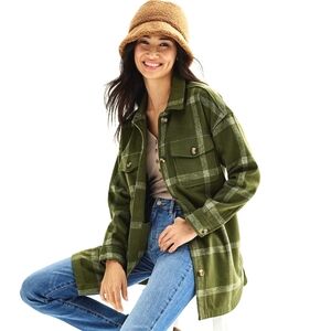 Sonoma Goods For Life® Utility Shacket Size XS Green Plaid